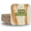 Greenkaufen 15 cm, 25 piatti in foglia di palma biologici di alta qualità, compostabili, stoviglie usa e getta, stoviglie ecologiche, piatti di carta e piatti di bambù monouso