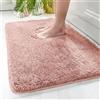 Lkw Ogechi 40 x 60 CM Tappetino da Bagno Antiscivolo Lavabile in Lavatrice e ad Asciugatura Rapida, Tappeto da Bagno Tinta Unita in Microfibra, Tappeto Doccia Extra Morbido Super Assorbente, Rosa