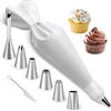Ayolofei Set di sac à poche (9 pezzi) - sacchetti in cotone con beccucci in acciaio inox per decorare torte, riutilizzabili e lavabili in lavastoviglie, con adattatore e confezione regalo
