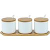 Yhuasia Zuccheriera, Zuccheriera Moderna, Zuccheriera Ceramica, Vasetti da Condimento con Cucchiai Vasetti In Ceramica con Cucchiai e Coperchi In Bambù Per La Conservazione di Zucchero, Sale (Bianco)