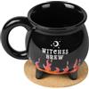 HOTUT Witch Brew Cauldron Coffee Mug, 340ml Witches Heat Flame Coffee Mug, Tazza Witches Brew Calderone, Halloween Ceramic Coffee Mugs Ideal for Halloween Season
