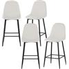 BAÏTA Set di 4 sgabelli da bar Lena in tessuto Bouclette bianco con base in metallo nero