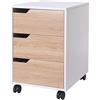 HOMCOM Cassettiera da Ufficio Portadocumenti a 3 Cassetti con Maniglie a Scomparsa, Armadietto da Ufficio a 4 Ruote in Legno e Metallo, 40x50x57.5 cm, Legno e Bianco