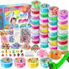 YOPINSAND 32 Colori Fai da Te Slime Kit Slime Making per Ragazze, Crystal Clear Slime, Glow in the Dark Slime con Sfere di Schiuma Aggiuntive, Charms, Glitter, Giocattolo Regalo per Bambini