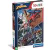 Clementoni - Puzzle per Bambini 104 Pezzi Supercolor, per Bambini 6+ Anni, Illustrazione con Personaggi dal Cartone e Fumetto di Spider Man Marvel, Idea Regalo, Made in Italy, 38x27 cm, 25043