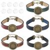 Craftdady Kit per la creazione di braccialetti in pelle PU, con cabochon in vetro da 18 mm, per donne e uomini, fai da te, gioielli per Pasqua e compleanno, 5 pezzi
