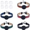 Craftdady 5 braccialetti in pelle ecologica in poliuretano, regolabili, con lunetta, 18 mm, cabochon in vetro, fai da te, per donne e uomini, kit di gioielli per Pasqua, nero