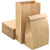 PACKRA - 50 Sacchetti di Carta Kraft 14 x 26 x 7cm, Borse Regalo Carta con Base, Sacchetti Carta per Alimenti, Dolci, Caramelle, Sacchetto Pane, Calendario dell'Avvento (50pc, 14cm x 26cm x 7cm)