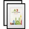 Egofine Picture Frame A3 cm Set di 2 cornici per foto in legno resistente con vetro reale - Orizzontale o Vertical for Wall Hangings or Table Decoration, nero