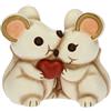 THUN - Soprammobile Coppia di Topini con Cuore - Bomboniere - Linea Cerimonia - Formato Mini - Ceramica - 5,5 x 3,1 x 4,5 h cm