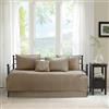 Madison Park Quebec - Set di biancheria da letto per letto matrimoniale, colore: kaki, damascato, 6 pezzi