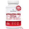Bandini® Vitamina B12 450 Vegan (Scorta +14 Mesi), Metilcobalamina 1000µg, Compresse Vegane al 100%, Vitamine B 12 per il Sistema Immunitario, Vit B Metabolismo energetico, Stanchezza Fisica e Mentale