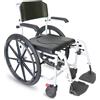 KMINA Sedia a Rotelle per Doccia e WC, Carrozzina Disabili con Ruote Autospinta, Sedia Comoda per Anziani, per Bagno, Nero - KMINA PRO
