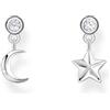 Thomas Sabo H2293-051-14 - Orecchini con ciondolo a forma di luna e stella, in argento Sterling 925, misura unica, Argento sterling, Zirconia cubica