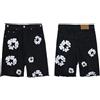 Generico Tuta Denim Tears con Stampa in Schiuma Pantaloncini di Jeans Uomo Donna,Denim Shorts,Unisex Denim Pantaloni,Blu,Bianco,Nero,S-3XL,Estivo Denim Tears Tute Jogging Sportiva Set(Nero,L)