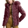 Generic parka da donna 2025 nuovo cappotto piumino da donna invernale di media lunghezza piumini da donna giacche leggere con cappuccio taglie forti cappotto slim trench a maniche lunghe spesso caldo (vino,