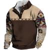 oneforus Uomo Aztec Felpa retrò Etnico Pullover Vintage 3D Stampato Giacca Manica Lunga Western Giacca Cappotti