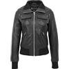 A1 FASHION GOODS Giacca bomber da donna in morbida pelle, alla moda, casual, Varsity AVA, Nero , 48