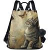 GAIREG Zaino vintage con gatto e farfalle, da donna, antifurto, con cerniera posteriore, design tascabile, borsa da viaggio con pompon, Gatto e farfalle vintage, Taglia unica
