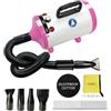 Xapigo Asciugacapelli per cani, asciugacapelli per animali da toeletta, asciugacapelli professionale, velocità e temperatura regolabile (bianco rosa)