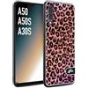 CUSTOMIZZA - Custodia cover nera morbida in tpu compatibile per Samsung A50 - A50S - A30S leopardato maculato donna rosa leopard