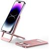 JSAUX Supporto Telefono Scrivania Metallico, Portatile Porta Cellulare da Tavolo Regolabile, Accessori Telefono Viaggio Compatibile con iPhone 16 15 14 Pro Max Samsung S24 S23 Ultra A53 Kindle-Rosa