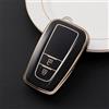 Car Passion Cover Guscio Chiave TPU Lucida Compatibile Con Toyota Yaris CHR C-HR Corolla Auris RAV4 Aygo Silicone 2 e 3 Tasti Custodia Protezione Telecomando Auto Dorato (Nero - Oro)