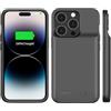 FLSTOR Custodia per iPhone 14 Pro Max (6,7 pollici), batteria ricaricabile da 8500 mAh, per iPhone 14 Pro Max, resistente agli urti, protezione (nero)