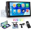 Inefala Autoradio Bluetooth 1 Din Compatibile con Carplay Android Auto, 7 Pollici Touchscreen Stereo Auto Supporta Bluetooth Vivavoce/Mirror Link/FM Radio/USB/AUX/EQ con Telecamera Posteriore