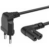 TECHZOCO Cavo di alimentazione IEC-320 C7 a gomito Cavo Alimentazione Tipo C Euro, Sezione 0,75 mm², compatibile con Samsung, Philips, LG Sony Sharp Panasonic LED TV Sky TV, Sky, Nero, 1,50 metri