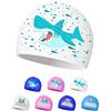 SWAUSWAUK Cuffia da Piscina per Bambini 4-12 anni, in Silicone, Impermeabile, con Design Carino e Antiscivolo (Squalo rosa)