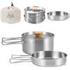 Udbrud Set di pentole da campeggio, in acciaio inox, con coperchio e manico pieghevole, portatile, per campeggio, escursionismo, pesca, picnic