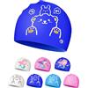 SWAUSWAUK Cuffia Piscina Bambini 4-12 anni, Cappello Nuoto Bambini in Silicone, Impermeabile e Antiscivolo (Fanciulla di mare bianca)