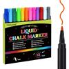 Linkgood Pennarelli a gesso lavabili, 12 colori, per finestre, lavabili, per adulti, bambini, 1 mm