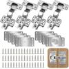Rairsky Nascoste Copertura Completa Cerniere per Armadio con 48 Viti,4PCS Cerniere per Mobili,8PCS Piastra Riparazione Cerniera per Ante,Hinge Repair Kit Riparazione in Acciaio Inossidabile,per Cassett,Porta