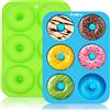 Walfos 2 stampi in silicone a ciambella, antiaderente, per torte, biscotti, bagel, muffin, adatti per lavastoviglie, forno, microonde (6 tazze Regular Donut Pan)