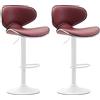 CLP Set 2 Sgabelli Cucina Las Vegas V2 in Similpelle - Coppia Sedie Sgabello Imbottite Girevoli e Regolabili 62-82cm con Schienale, Colore:Bordeaux, Colore del Telaio:Bianco