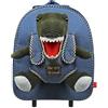 PERLETTI Trolley Peluche Dinosauro Animale da Bambino Bambina 3 4 5 Anni - Zainetto TRex Scuola Asilo Bimba Bimbo con Ruote - Borsa Bagaglio da Viaggio Morbido - 28x32x11 cm (Dinosauro)