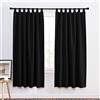 PONY DANCE Tenda Oscurante Finestra Tende Cucina con Passanti - Tende Oscuranti per Interni Finestre Piccole Bambini 2 Pezzi 140x160 CM, Nero