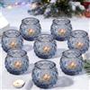 Jinavoty 12Pcs vetro Tea Light portacandele, blu Votive portacandele Tealight titolari per tavolo centrotavola matrimonio decorazione casa (Blu)