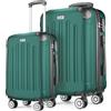 POSH Valigia rigida con ruote trolley bagaglio a mano, grande, media, piccola in ABS, Set di valigie leggere da 3 pezzi nelle misure M-L-XL (verde scuro, M+XL)