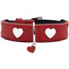 HUNTER collare per cani LOVE, colore: rosso/nero, morbida e resistente pelle bovina, cuori cuciti singolarmente, particolarmente confortevole, Made in Germany, taglia: 70