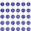 TIESOME 1-30 targhette numerate in plastica, 30 pezzi, blu, rotonde, con anelli metallico, portachiavi numerato da 35 mm, identificativi per casa, ufficio e garage