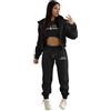 Generic Tuta da donna, set completo da 3 pezzi, con felpe con cappuccio e pantaloni da jogging, gilet corto con cappuccio, abbigliamento sportivo, abbigliamento sportivo, set da yoga, palestra, set da 3