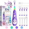 seago Spazzolino Elettrico Bambini Spazzolino Denti Elettrico Spazzolini Elettrici Spazzolino Bambini 0-6 Anni Spazzolino Da Viaggio Con 8 Testine Per, Luce LED, modello balena SG-2139,Viola