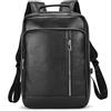 LUUFAN Zaino in vera pelle Uomo Casual Daypack Vintage 14 Laptop Rucksack Business Slim Travel Outdoor Shoulder Bag con Trolley Sleeve, Nero