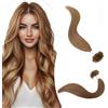 Elailite Extension Capelli Veri Cheratina 1 Grammo Castano, 25 Ciocche 100% Human Hair Indiani 45cm 25g #6