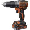 BLACK+DECKER Trapano a percussione senza filo da 18V con 2 batterie da 2,5Ah, velocità variabile, 2 ingranaggi, coppia di 52Nm, POWERCONNECT, BL188E2K-QW