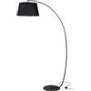 Easycomfort Lampada da Terra ad Arco con Paralume in Tessuto e Interruttore a Pedale, Ø47x105x190cm, Nera