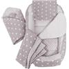 Medi Partners Riduttore Lettino Neonato - 100x60x15 Nido Antisoffoco Neonati 5-Parti Bozzolo Culla per Bebè Cuscino 100% Cotone (Stelle Con Grigio Minky)
